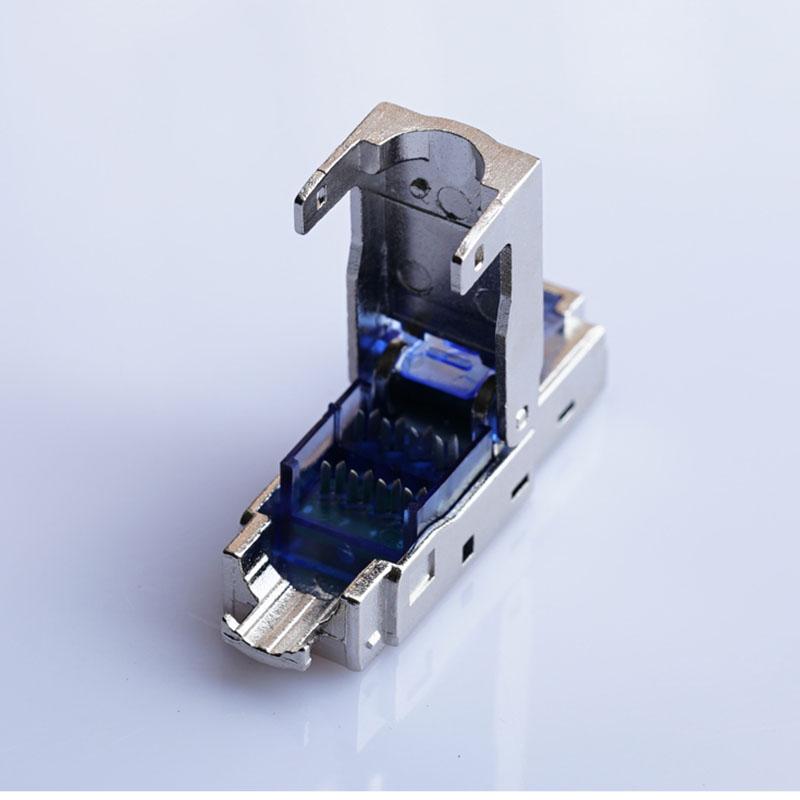 RJ45 CAT 6A Cat 7 CAT 8 Connector Tool-Free Toolless RJ45 Termination Plug Reusable Shielded for Ethernet Cables 10Gbps PoE 2PCS