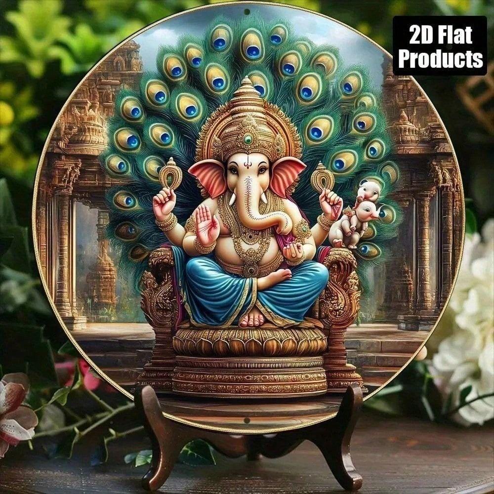 Metal Wall Art Ganesh 8x8 Inch Aluminum Poster for Living Room