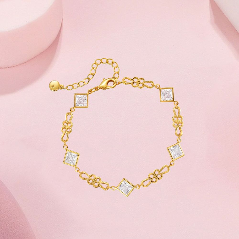 Waterproof Luxury Geometry Bangle Handmade Cubic Cuff Bracelet  Wedding Party Gift