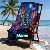 Custom Name Personalized Teenage Ninja Turtles Print Beach Towel, for Trip Camping Beach Party Home Decor, Birthday Gift for Family & Friends