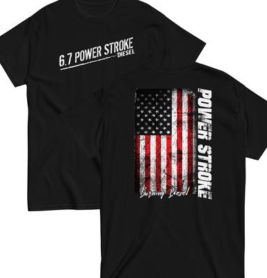 6.7 Power Stroke Shirt, Mens Powerstroke Diesel Truck T-Shirt With American Flag Unisex T-Shirt