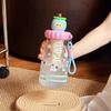 Water bottle cute apple doll plastic cup summer high value straw cup girls make tea leak-proof portable accompanying water cup