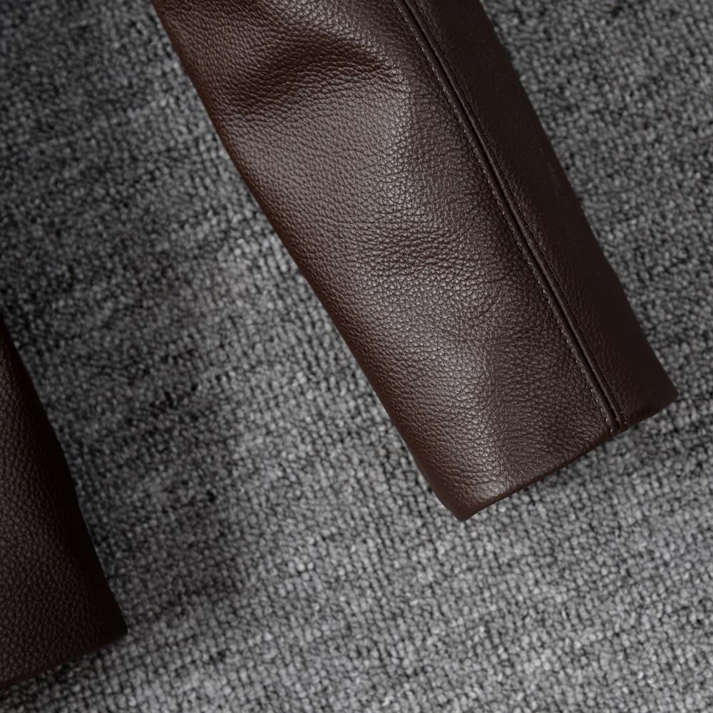 Casual Men Leather Jacket Thin Soft Cow Leather Black Brown Standard Collar Men's Short Coat Spring