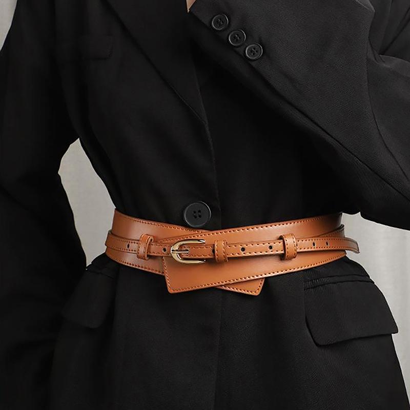 Simple Pu Leather Detachable Girdle  Pin Buckle Wide Waistband Vintage Coat Dress Belt For Women Clothes Decoration