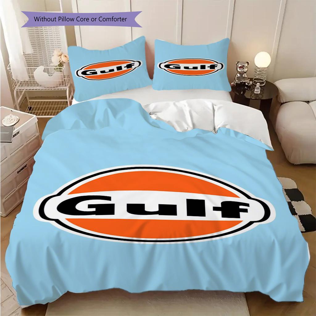 Gulf Brand Logo Three-piece set (1 * duvet cover + 2 * pillowcase, without core) 2D Flat Soft and comfortable Duvet cover and pillowcase Bedding set