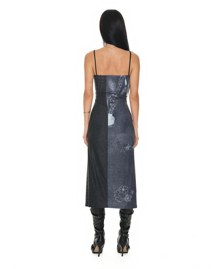 Too Much Tax Cowgirl Printed Dress Navy