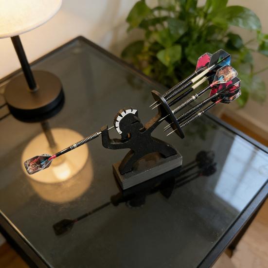 Spartan Dart Stand 9 Fully Assembled Steel Soft Tip Dart Holder Heavy Duty Space Saving Tabletop Dart Organizer Storage Rack