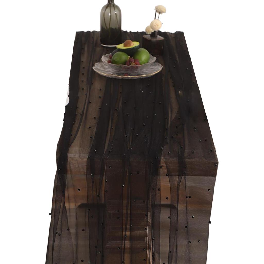 Elegant Pearls Decorated Tablecloth In Various Sizes Breathable Organza Materials For Banquets Event And Home Setting