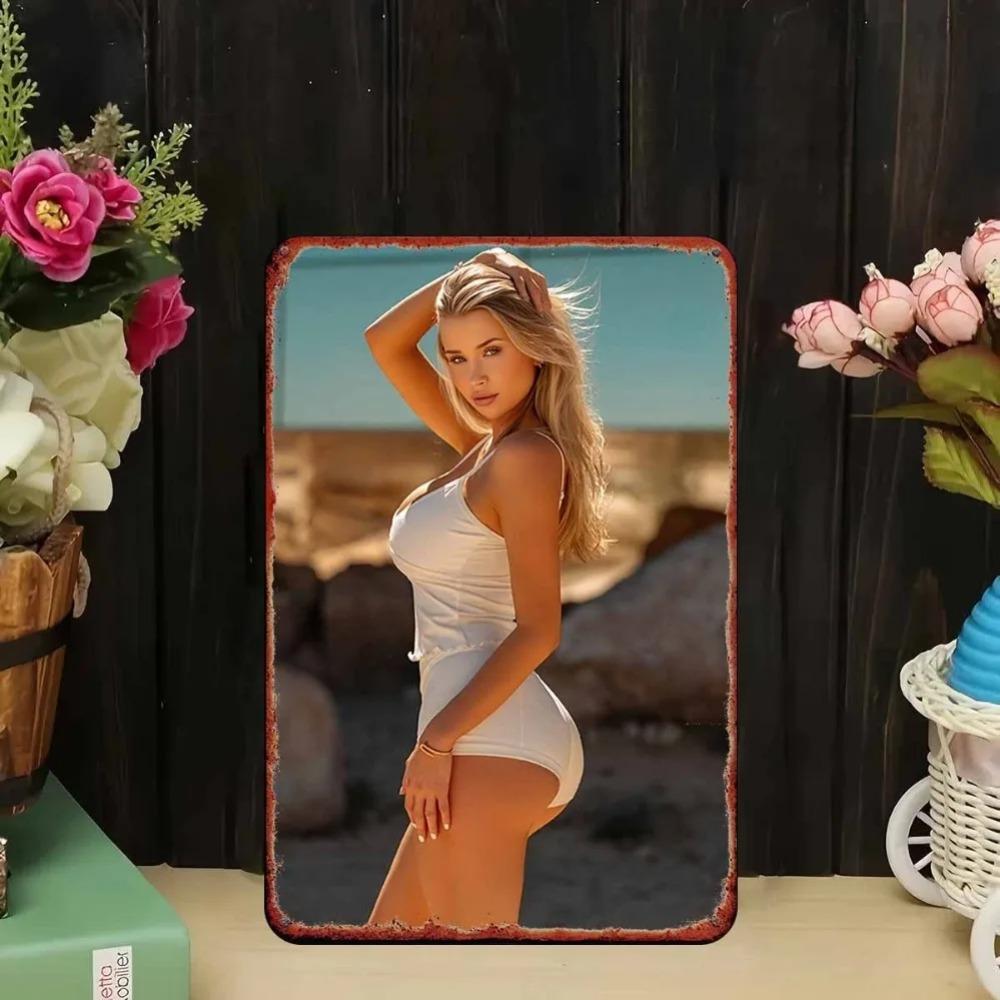 Sunshine Beach 2D Metall Wandkunst - Outdoor Indoor Dekor für Schlafzimmer Bar Garage Garten Moderner Küstenhaus Akzent