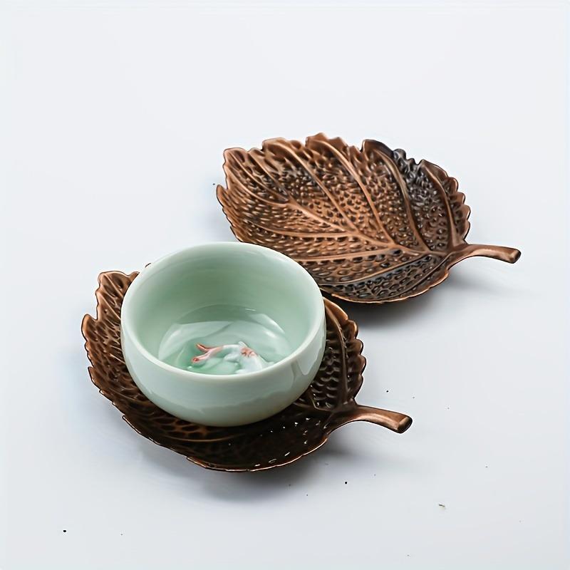 Elegant Nordic Maple Leaf Coaster Luxurious Red Copper Metal Durable and Waterproof Perfect for Home Decor Protects Surfaces from Spills