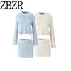 Za Autumn New Women Clothes 2025 Western Style Advanced Twist Hole Knit Sweater + Skirt Two-piece Set