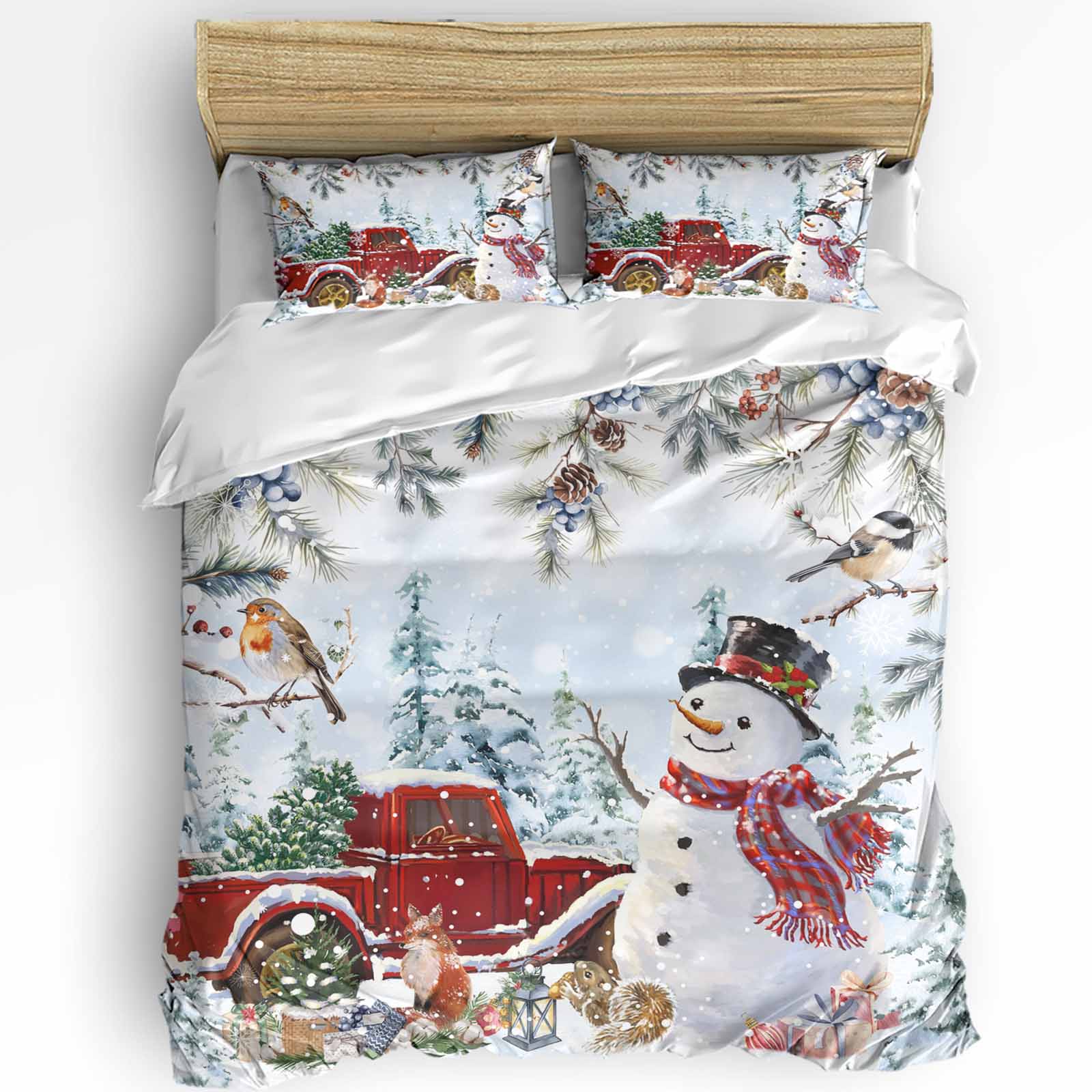 

Comforter Christmas Snow Scene Snowflakes Gnome 3Pcs Bedding Set For Double Bed Home Textile Comforter (quilt)-EU Single(135*200cm)3pcs