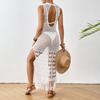 Hollow floral beach skirt waist strap fringed long skirt beach skirt