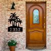 Metal Art Coconut Tree Sign House Number Custom Name Plate Wall Decor Indoor Outdoor