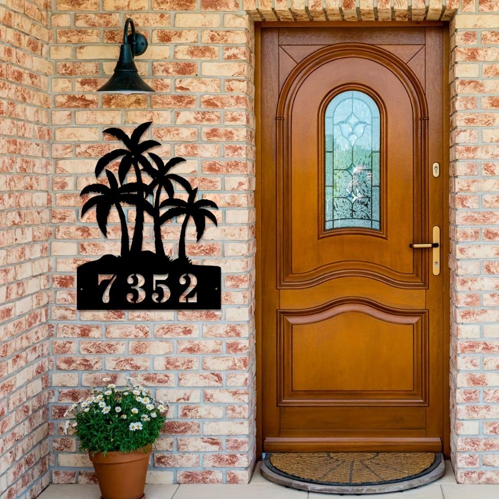 Metal Art Coconut Tree Sign House Number Custom Name Plate Wall Decor Indoor Outdoor