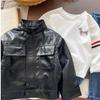 Boys Faux Leather Jacket Spring Autumn Thin Coat Kids Cool Outfit Set Baby Fashion Outerwear
