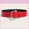 Punkinspired Faux Leather Belt With Rivets And Silver Buckle For Outfits Casual