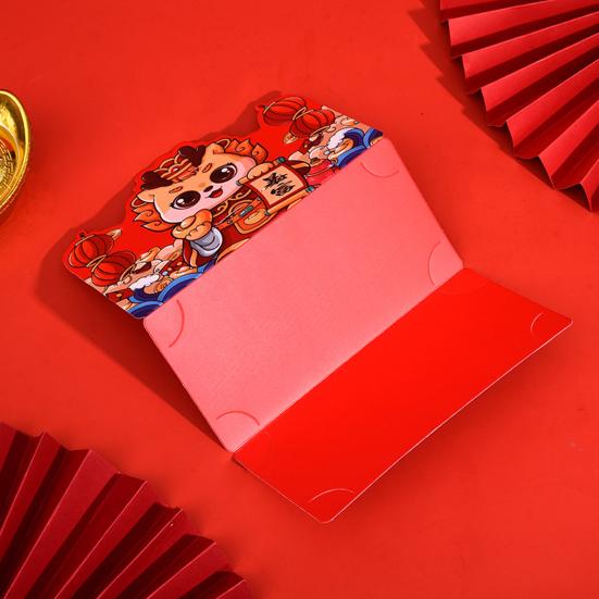 Dobrável envelope vermelho cor vibrante adorável padrão ultraleve 2024 dragão ano novo sorte dinheiro envelope vermelho
