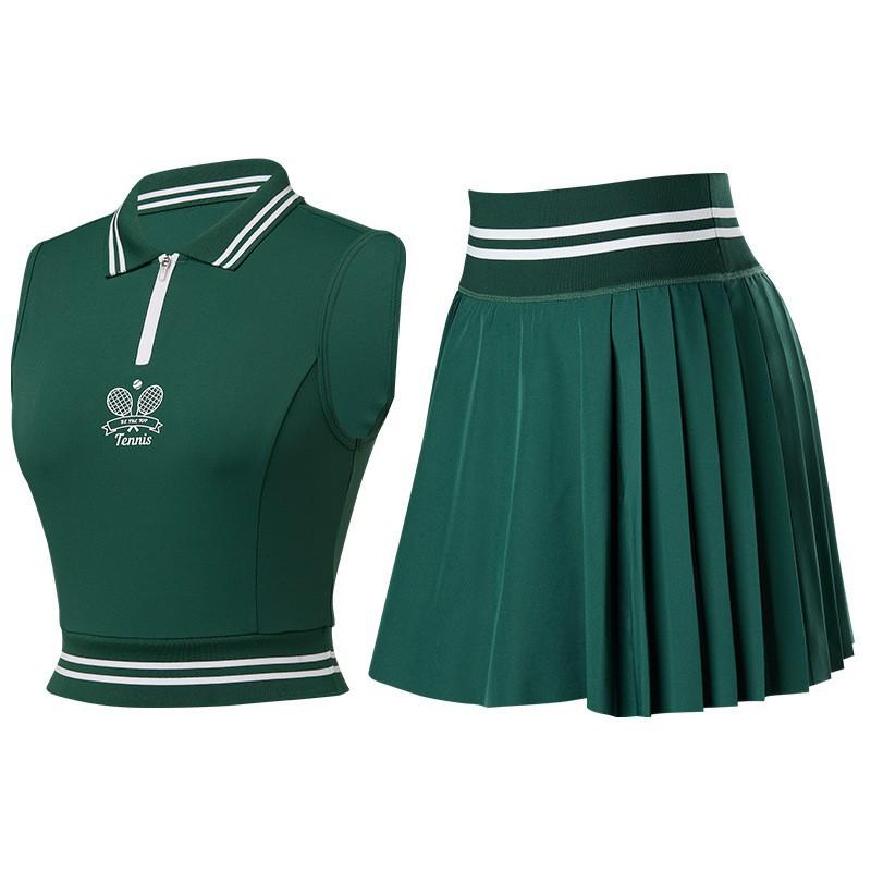 

Tennis Skirt [suit] Sports Sleeveless Vest Pleated Two-piece Golf Quick-drying Slimming Suit XL
