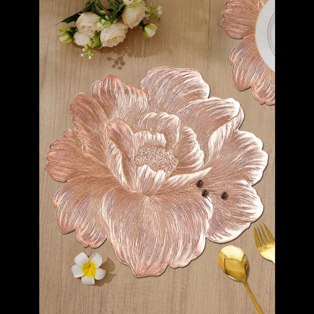 1 ks Zlatá Růže Květina Kulaté Prostírání, Vodotěsné, Omyvatelné, Snadno se Čistí, Otírá, Protiskluzové, Žáruvzdorné, Vhodné pro Domácí Dekoraci