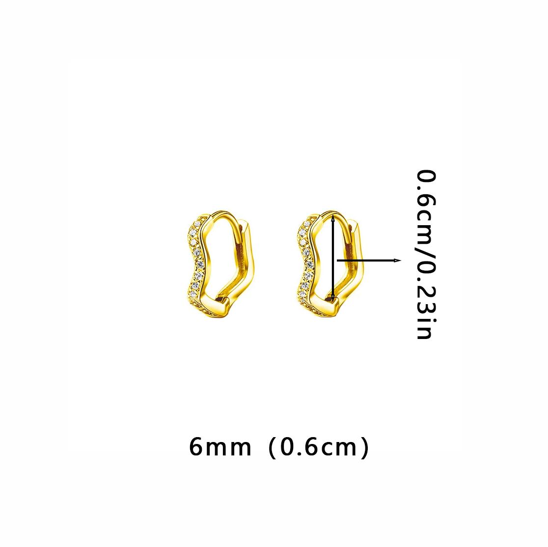 2 шт. Минималистичные серьги-кольца в форме волны из нержавеющей стали для женщин, золотого цвета, с кристаллами циркония, маленькие серьги-хугги, пирсинг, ювелирные изделия