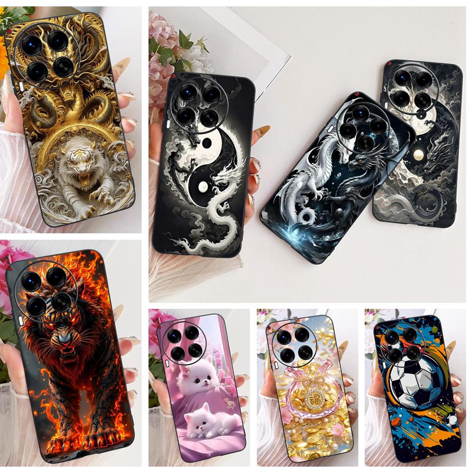 For Tecno Camon 30 Premier Camon 30 30s Pro Phone Case Chinese Dragon Cute Cat Cartoon Pattern Casing Soft TPU Silicone Cover
