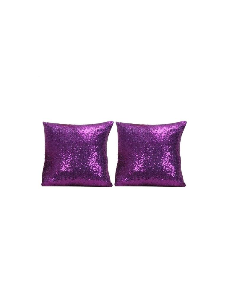 Luxurious Satin Sequin Pillow Cover 17 Inches With Handpainted Floral Design For Home Decor