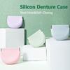 Container Self-Closing Denture Bag False Teeth Storage Box Silicon Denture Case Denture Bathing Box