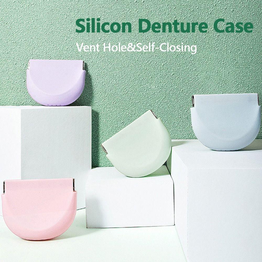 

Retainer Case Denture Bag False Teeth Storage Box Denture Bathing Box Silicon Denture Case
