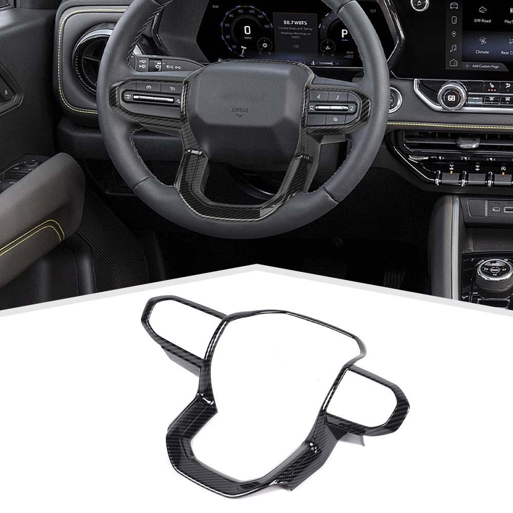 Carbon Fiber Look Steering Wheel Trim Cover Decor Molded For Chevrolet Colorado 2023+
