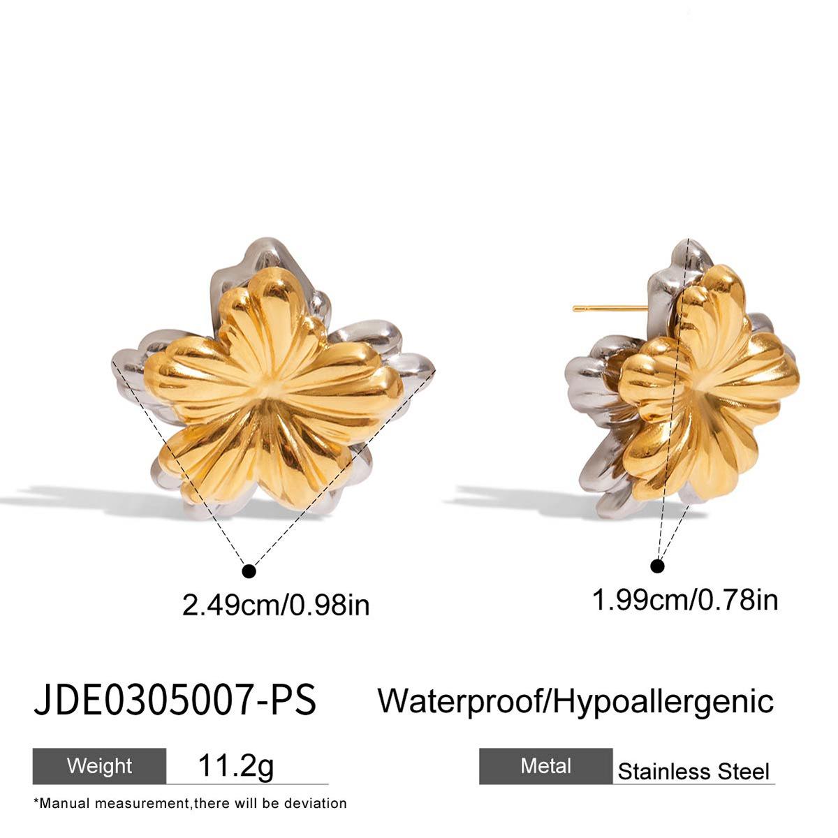 

Design modern minimalist 18K gold, gold and silver color matching flower front and rear earrings earrings