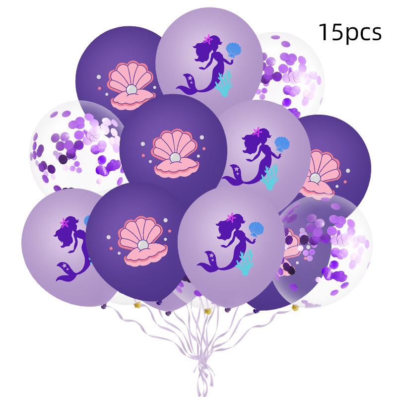 

Mermaid fishtail shell latex purple sequined balloon bundle atmosphere decorative balloon bundle Purple Sequins 1
