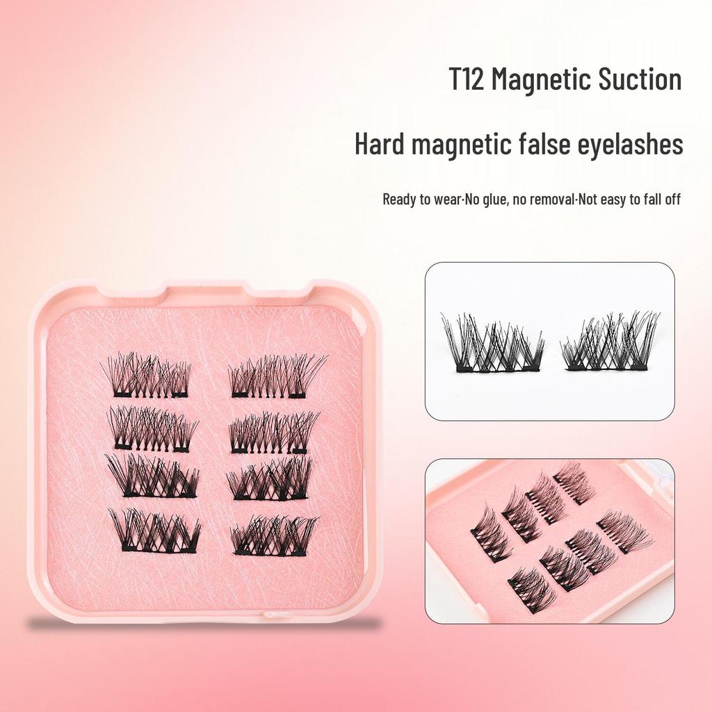Tragbare magnetische künstliche Wimpern mit Pinzette - Neuer Stil, Rosa quadratisch-runde Box, Lang & Schlank.