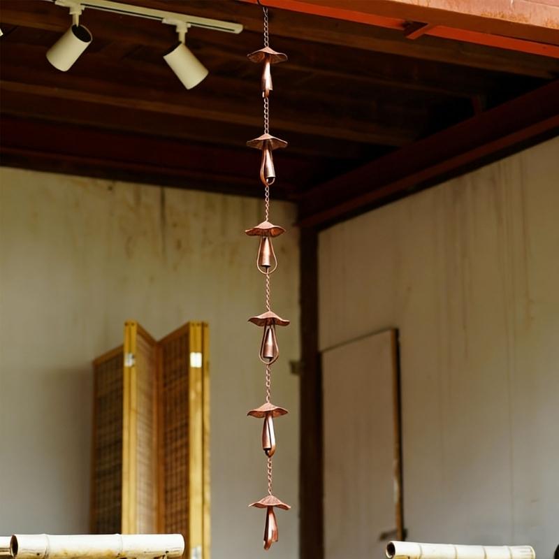 IJzeren Paddenstoel Regenketting, Handgemaakte Metalen Regenafleider voor Dakgoten, Decoratieve Buiten Regenketting Vervanging voor Regenpijpen, Tuin Terras Tuin Kunst