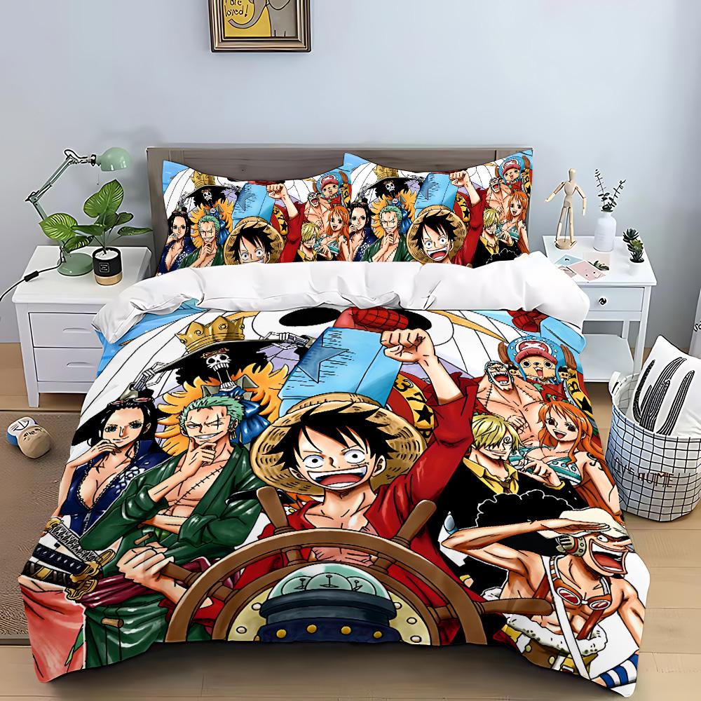 

Anime Duvet Pillowcase Bedding Set Adult Boy Girl Bedroom O-One P-Pieces Decoration Children Gift Single Double Large Size EU Single(135x200cm)