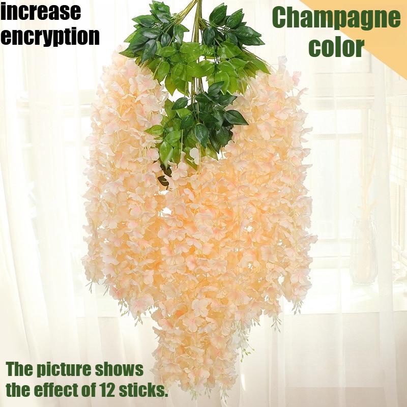 Wisteria Hanging Flowers Artificial Fake Decorative Vine Garland for Bedroom Wall Decor Lush Greenery Fake Flower Vines 3.6 Ft