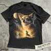 Chihuahua che ulula alla luna T-shirt Vintage Anni '90 Retro Grafica Animale Maglietta Unisex