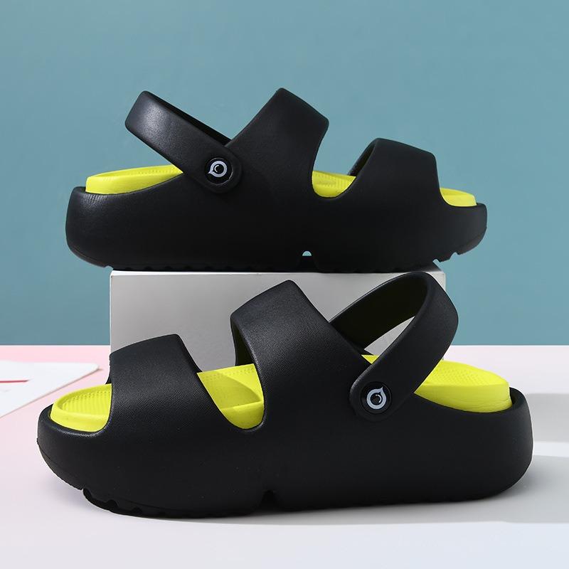 

Hole shoes women s summer wear non-slip thick-soled cute slippers outdoor dormitory heightening deodorant cool slippers 39-40 чёрный