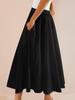 Women's Elastic High Waist A Line Midi Skirt Pleated Flowy Swing Skirt with Pockets