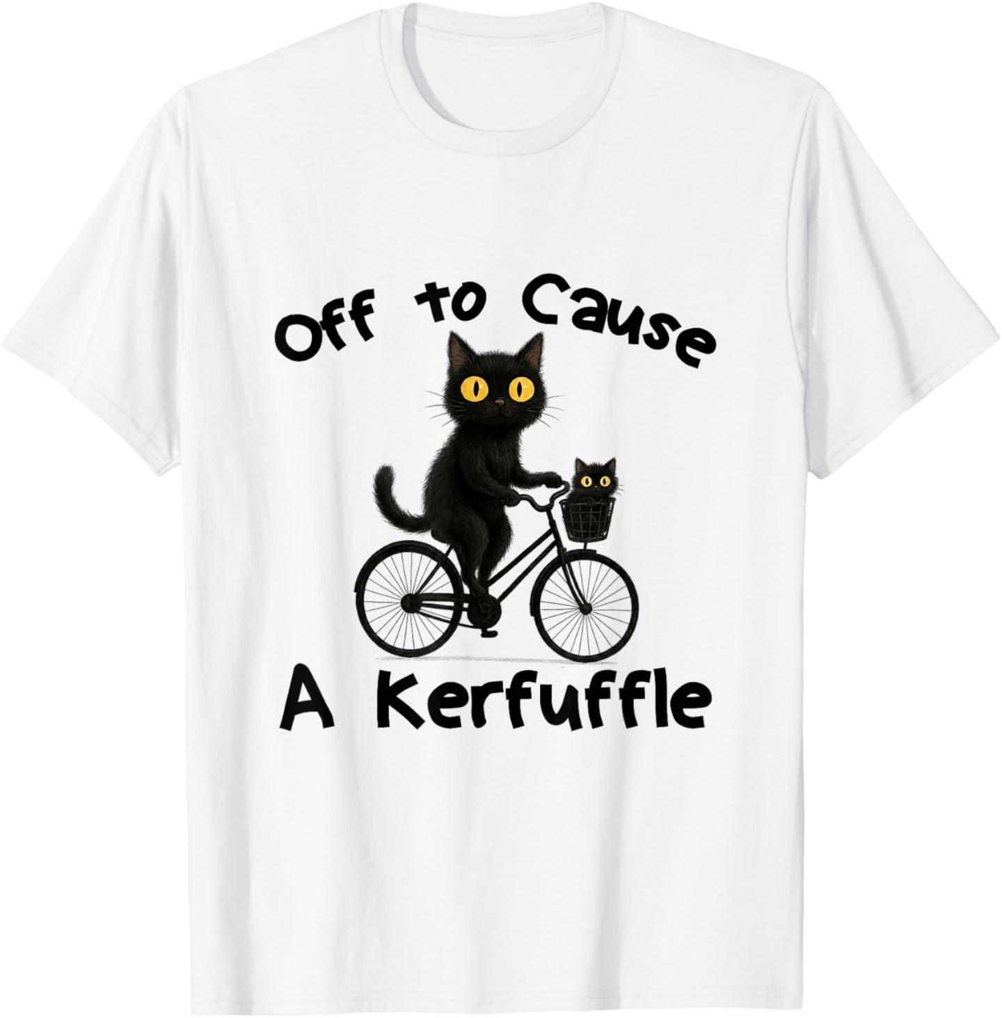 Off to Cause A Kerfuffle Funny Black Cat Meme T-Shirt S разноцветный