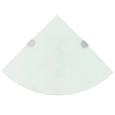 Vidaxl Corner Shelf with Chrome Brackets, White, 35X35 Cm