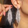 High-end full diamond tassel long earrings