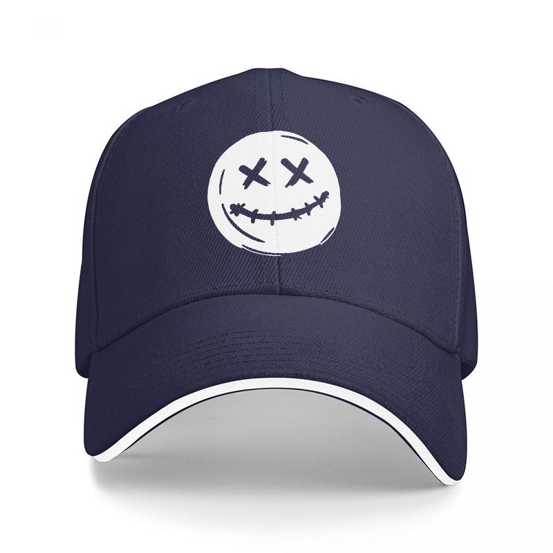 Jack Skellington Gesicht Baseballkappe Schwarz und Weiß Halloween-Thema Design Klassische Passform Verstellbare Mütze für Erwachsene