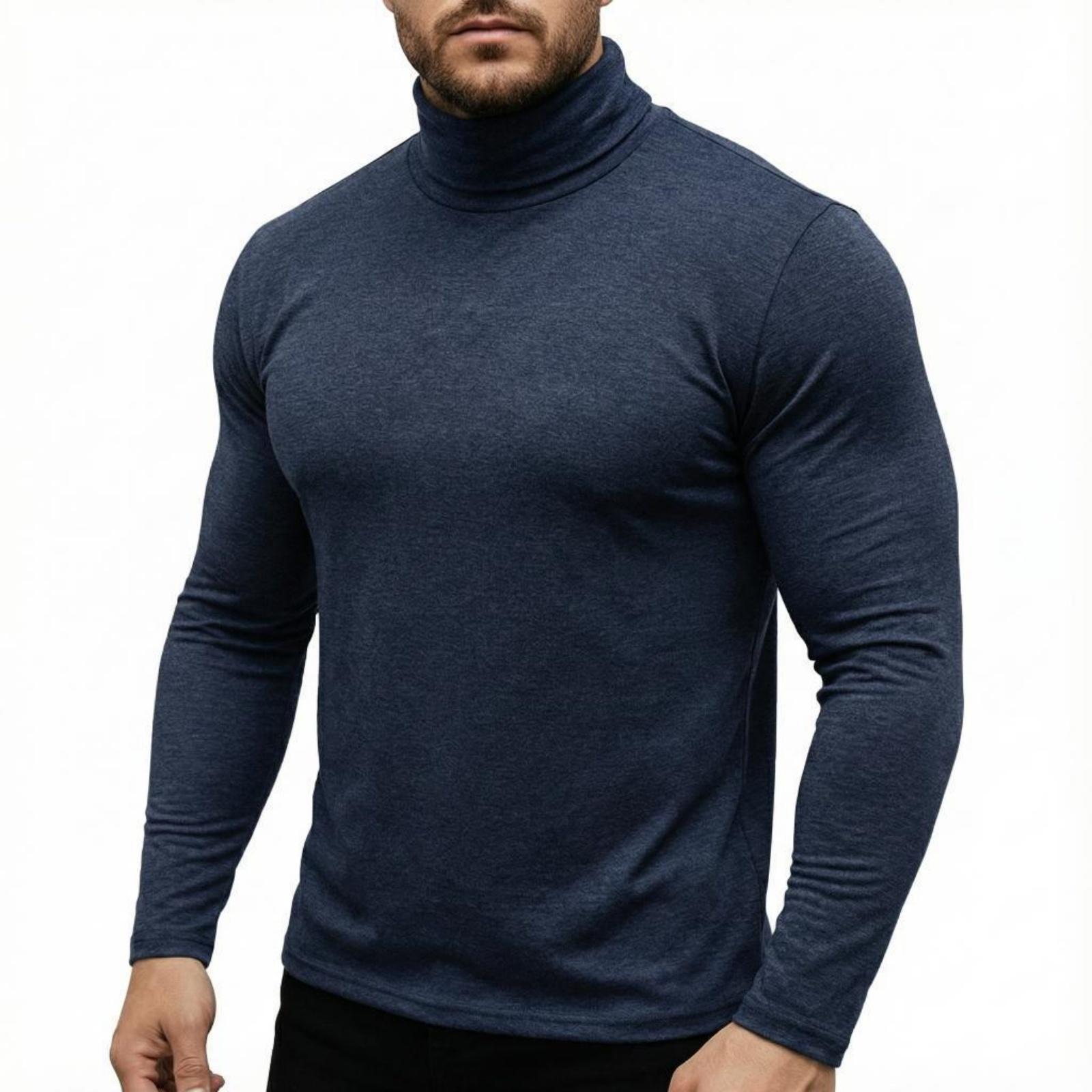 

Men s -color High-neck Stretch Base Layer Shirt Long-sleeved T-shirt Top XL