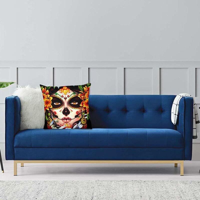 Catrina Cushion Cover Double Side Print Mexican Sugar Skull Girl Floor Pillow Case Living Room Custom Pillowcase Home Decoration