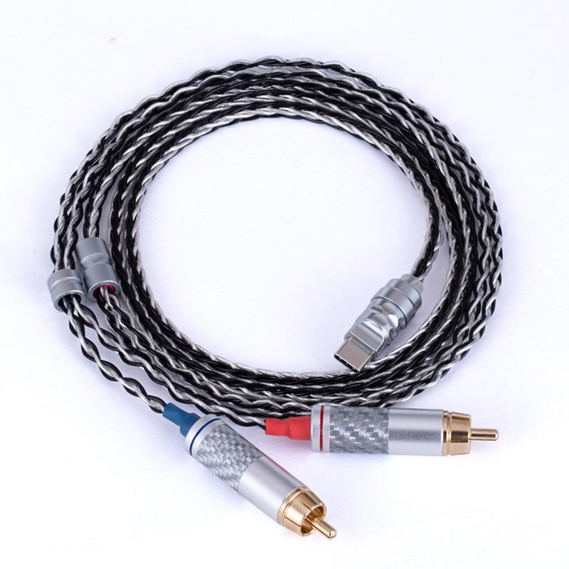 Type-C to Dual RCA Audio Cable: Audiophile-Grade, Single Crystal Copper & Pure Silver for Amplifiers & Speakers