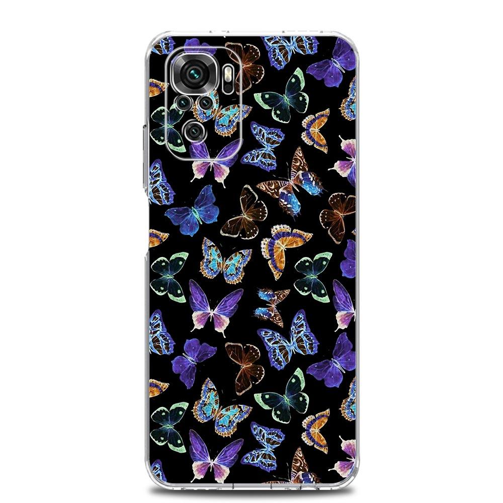 Butterfly Soft Phone Case For Xiaomi Redmi Note 12 11 9S 9 8 10 Pro Plus 7 8T 9C 9A 8A K40 Gaming Silicone Clear Cover Coque
