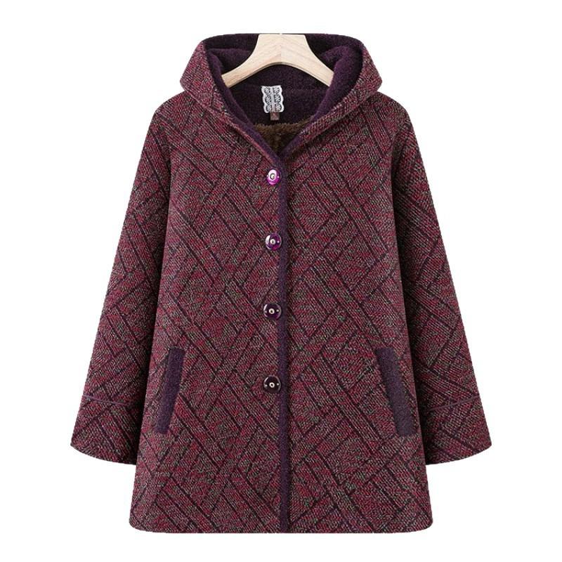 Middle-aged and old high-end hooded coat autumn and winter medium and long women's clothing new mother winter clothing thickened warm top coat