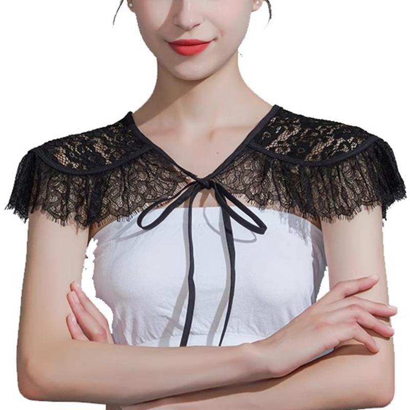Delicate Lace Accent Shoulder Cover Fashion Scarf For Evening Event Daily Wear