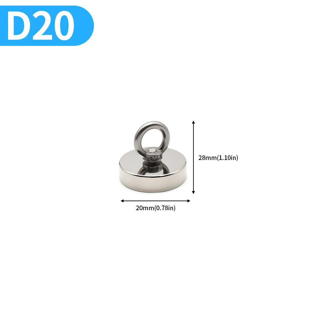D16-D120MM Neodymium Fishing Magnet N52 Heavy Duty Rare Earth Magnet with Countersunk Hole Eyebolt Salvage Magnetic